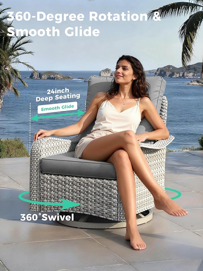 12 Piece Outdoor Wicker Rattan Sectional Sofa Set, 10-Seats Patio Furniture Conversation Set with 4" Thickened Cushions & Coffee Table, All-Weather PE Rattan for Garden, Backyard, Porch, Grey