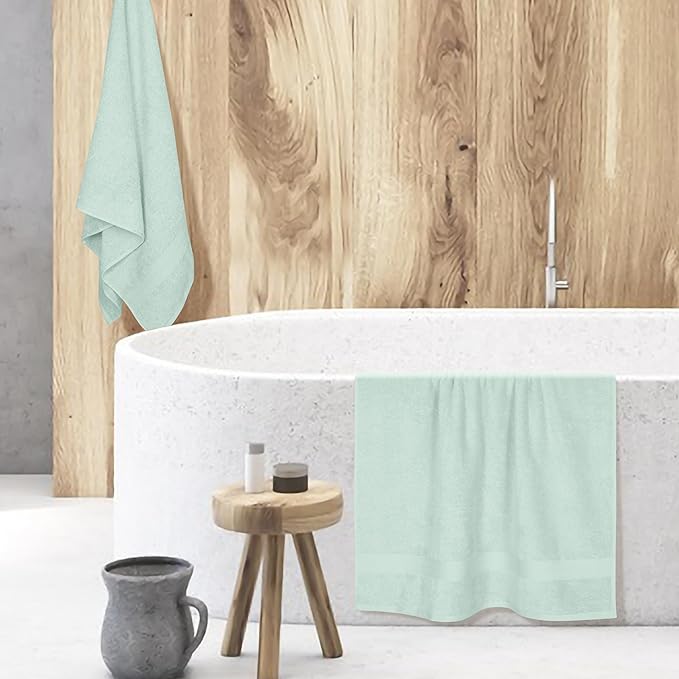 BOUTIQUO Cotton 2 Pack Oversized Bath Towel Set, Large Bath Towels 27x54, Ultra Soft, Absorbent, Compact, Quick Drying and Lightweight, Eco-Friendly and 100% Recyclable Towel Set - Sea Green