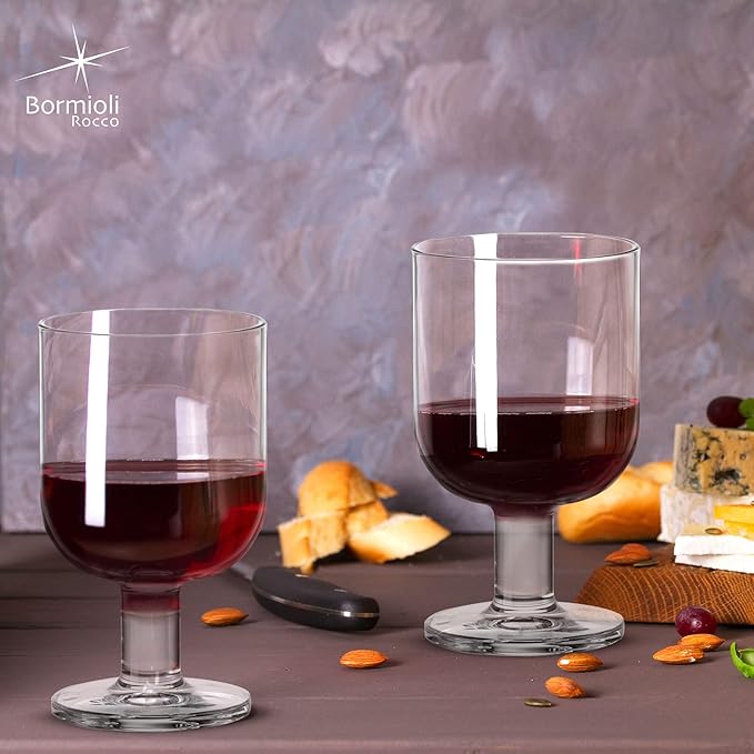 Bormioli Rocco Hosteria Set Of 6 Stackable Wine Glasses, 6.75 Oz. Goblet, Clear Tempered Glass, Made In Italy.
