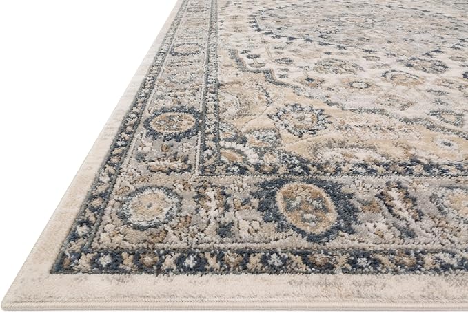 Loloi Teagan Collection TEA-01 Natural/Lt. Grey 6'-7" x 9'-2" Area Rug, Large, Soft Neutral Rug, High-Traffic for Living Room, Bedroom, Home Office, Dining Area