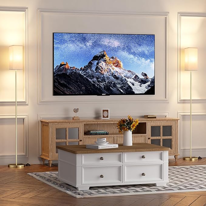 Ambimall 2 Packs Remote Control Floor Lamp, Stepless Dimmable, 64 Inches Tall, Include 9W Bulb, Standing Lamp for Living Room Bedroom Office (Light Beige & Gold)