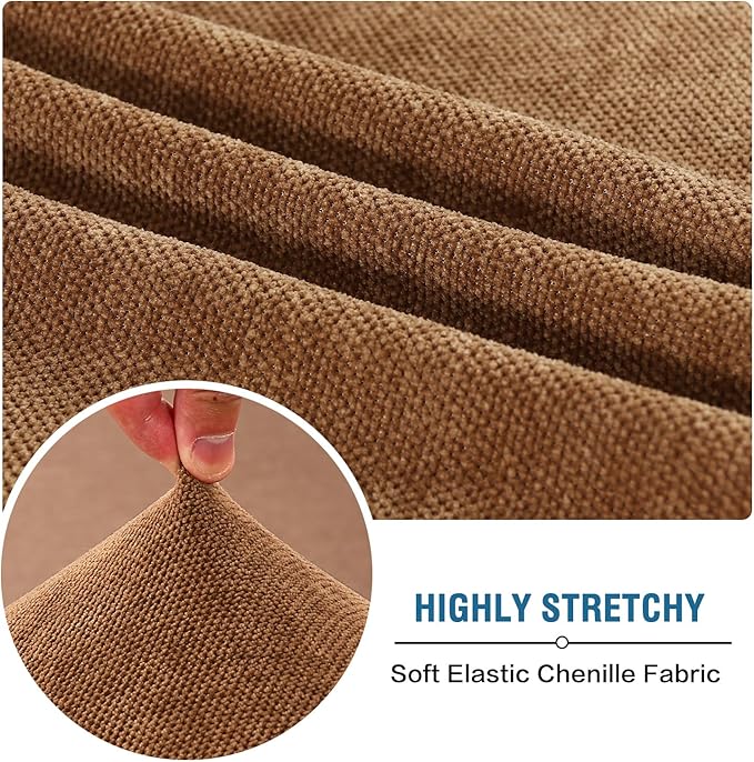 H.VERSAILTEX Loveseat Slipcovers for 2 Cushion Couch Stretch Chenille Couch Cover for Dogs Washable Thick Soft Couch Cushion Covers for Sofa(2 Seater Loveseat Cushion Cover,Caramel)
