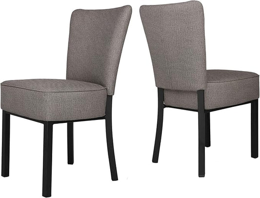 LUCKYERMORE 2 Set Kitchen Dining Room Chairs with Soft Cushion Modern Sturdy PU Leather Side Chairs with Metal Frame for Living Room Bedroom, Heavy Duty Dining Chairs, Vinyl Gray