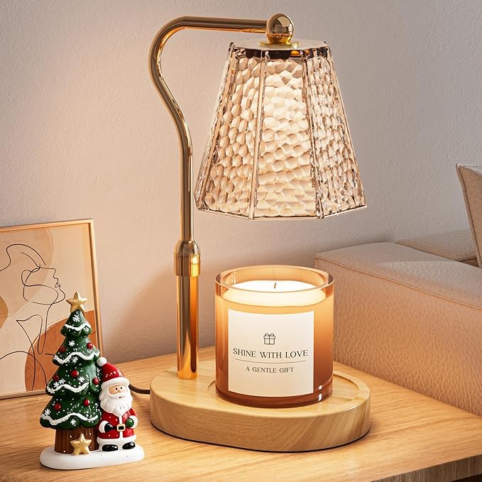 Candle Warmer Lamp with Timer Dimmable, Height Adjustable Wax Melt Warmer for Home Decor & New Home Bedroom, Vintage Candle Lamp for Scented Wax Jar Candles with 2 Bulbs,Birthday Gift for Women & Moms