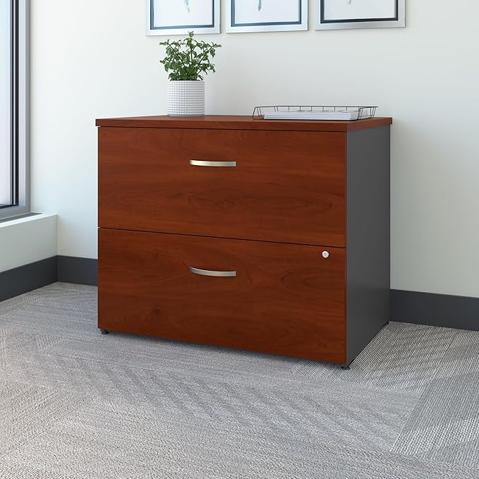 Bush Business Furniture Components 35-2/3"W x 23-3/10"D Lateral 2-Drawer File Cabinet, Hansen Cherry/Graphite Gray, Standard Delivery, WC24454C