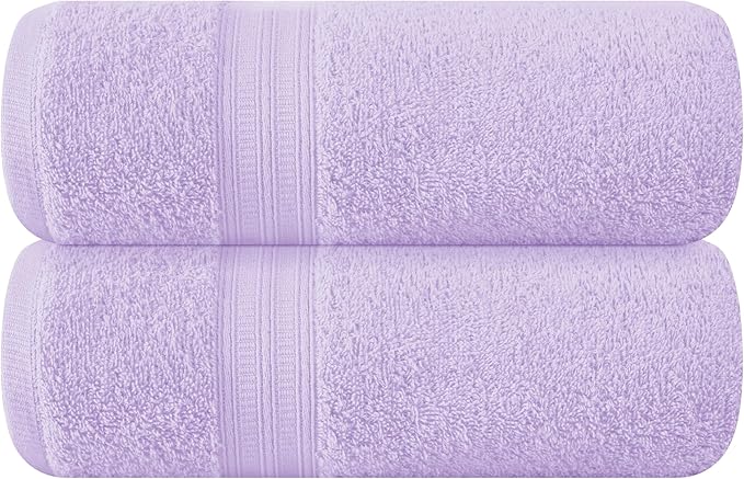 BOUTIQUO Cotton 2 Pack Oversized Bath Towel Set, Large Bath Towels 27x54, Ultra Soft, Absorbent, Compact, Quick Drying and Lightweight, Eco-Friendly and 100% Recyclable Towel Set - Purple