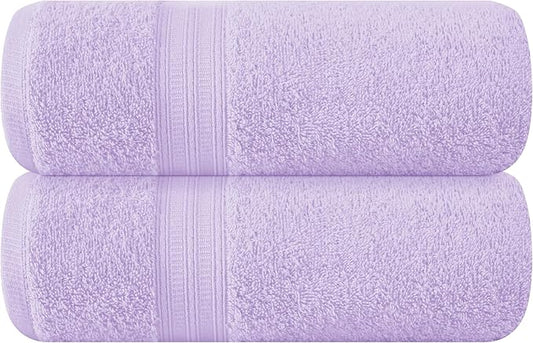 BOUTIQUO Cotton 2 Pack Oversized Bath Towel Set, Large Bath Towels 27x54, Ultra Soft, Absorbent, Compact, Quick Drying and Lightweight, Eco-Friendly and 100% Recyclable Towel Set - Purple