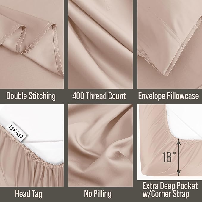 Bella Coterie 6 Piece Luxury Bamboo Viscose King Size Sheet Set | 100% Organically Grown | Cooling for Hot Sleepers | 18" Deep Pocket | Soft & Hypoallergenic | 4 Pillowcases [Dusty Rose]