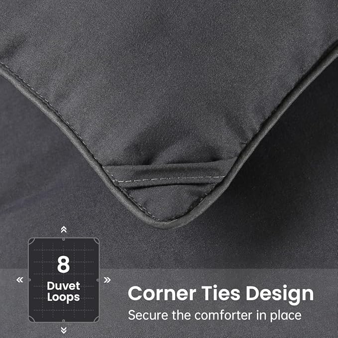 EASELAND Down Alternative Comforter Twin Size- Quilted Duvet Insert for All Seasons, Soft Cozy with Corner Tabs, Summer Winter Warm Bedding, Charcoal Grey 64x88