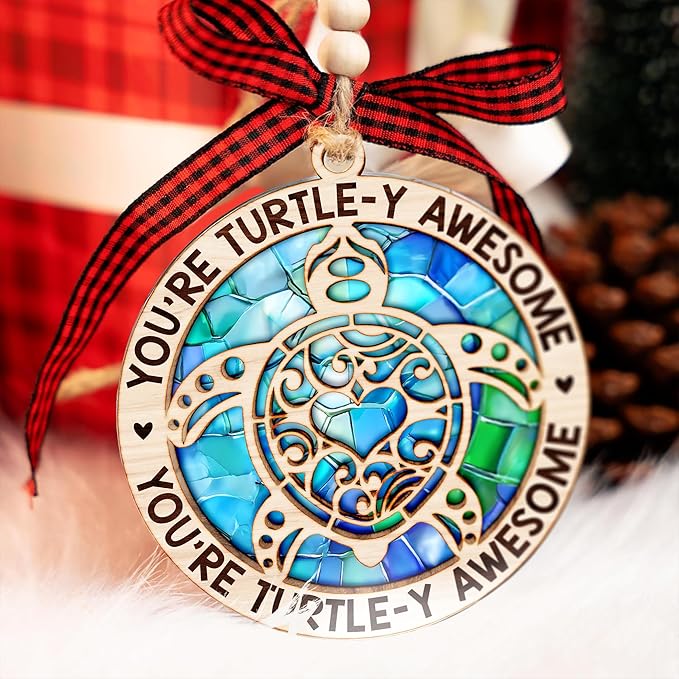 Turtle Ornaments for Christmas Tree - Vivid Sea Gifts for Turtle Lovers, Unique and Fun Turtle Ornament for Holiday Decorations, Festive Beach and Ocean Ornaments, Hawaiian or Beach Themed Christmas