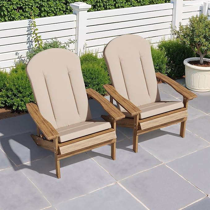 Crestlive Products 50x20 Inch Adirondack Chair Cushions Set of 2 Outdoor Rocking Chair Cushions Water Resistant High Back, Beige