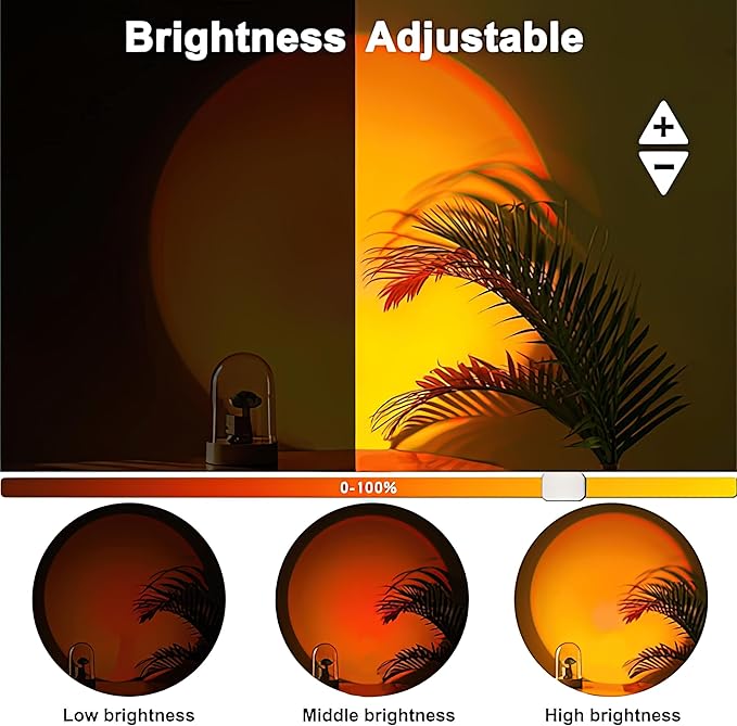 Sunset Lamp Projector - Led Lights for Bedroom, RGB Sunrise Lamp, 10w, 360 Rotation, Mood Lighting, Home/Room Decor, Christmas Gifts for Women, Desktop APP