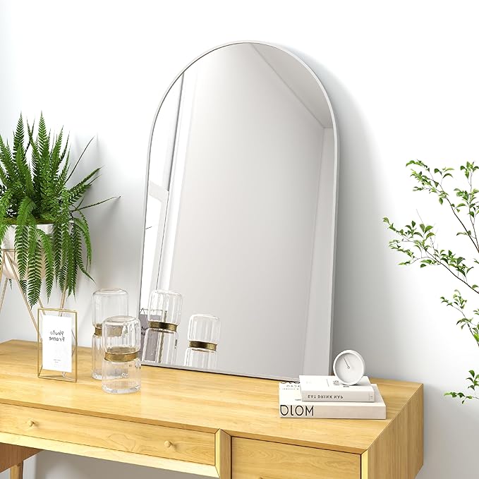 24x36 Arch Mirror Square Full Length Wall Mounted Hanging or Against Wall Metal Aluminum Alloy Frame Dressing Make-up Mirrors for Entryway Bedroom Bathroom Living Room 24 36 inch Silver