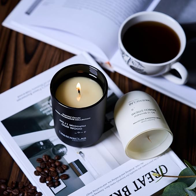 M&SENSE Natural Soy Candle| Forest Lodge | 16.6 oz, 95H Burn | Minimalist Christmas Scented Candle for Relaxation, Gifting, Home Décor | for Bedroom, Office, Party Large