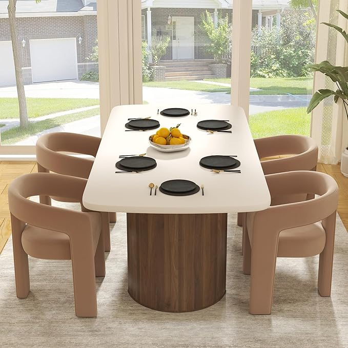 Modern Barrel Dining Chairs Set of 4, Velvet Upholstered Accent Side Chair with Arms Comfy Makeup Vanity Chairs, Dining Living Room Kitchen Chairs, Khaki