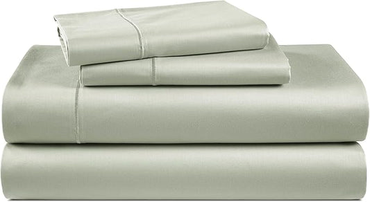 100% Egyptian Cotton Queen Bed Sheet Set – 4 Piece Queen Sheets Set, Breathable & Fade Resistant, Silky Sateen Weave for Winter Comfort, Ultra-Soft Hotel Luxury Bedding with 15" Deep Pocket - Mineral