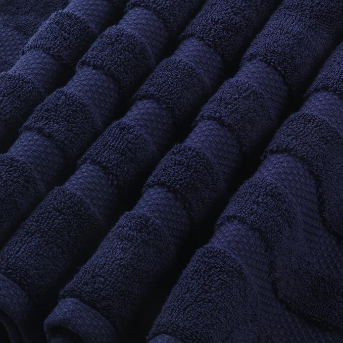 SOFE H&L | Olea Luxury Turkish Cotton Bath Towels Set of 6 : 2 Bath Towels 2 Hand Towels 2 Wash Cloths, Navy | Thick, Premium, Soft, Durable, Absorbent - Hotel Quality Towel Sets for Bathroom