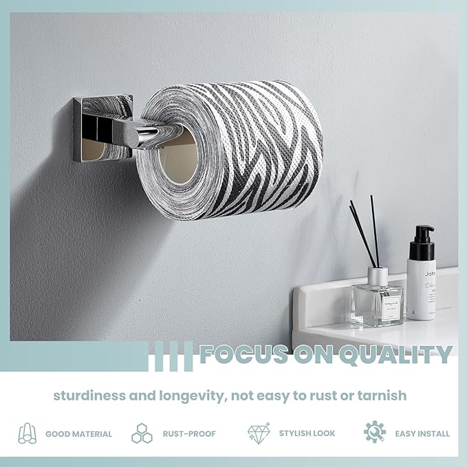 Suyar Polished Chrome Toilet Paper Holder, SUS 304 Stainless Steel Wall Mount Toilet Roll Holder, TP Hanger for Bathroom