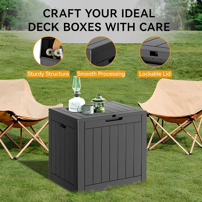 31 Gallon Outdoor Storage Box, Waterproof Resin Deck Box with Lockable Lid – Storage Cabinet for Patio Furniture, Pool Supplies, Garden Tools – Indoor & Outdoor Use(2Box/Set)