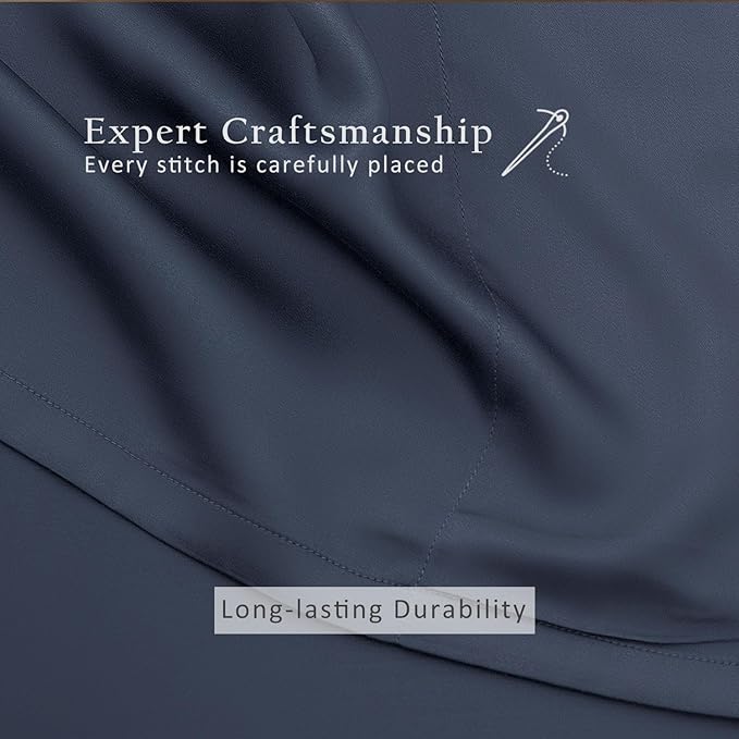 TOSMO Luxury Cooling Sheet Set - 100% Viscose from Bamboo, 4-Piece Bedding Set (Queen Size) - 18” Extra Deep Pockets, Oeko-Tex Certified, Silky Soft and Breathable, Slate