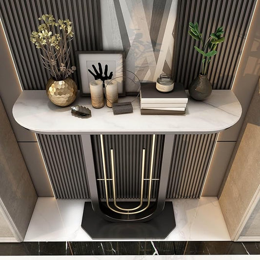Console Table for Entryway Hall, Against Wall Hotel Long Porch table,stone top recibidor de entrada casa,Entry Home Wall Art Strip Table,for Living Room(A,39.4*11.8*31.5in/100*30*80cm)