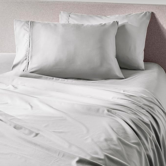 PeachSkinSheets Brushed Silver Sheet Set - 1500tc Level of Softness - Extra Soft Cooling Sheets for Hot Sleepers and Night Sweats - Split King Size (2 XL Fitted)