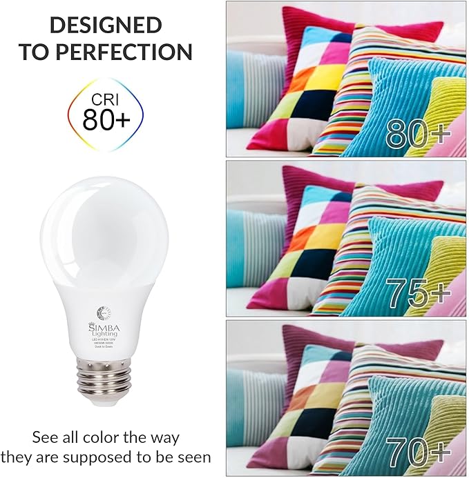 Simba Lighting LED Outdoor Light Bulbs with Photocell Sensor Dusk to Dawn Smart Auto On and Off (4 Pack) A19 6W 40W Replacement for Porch, Night Light, Garage Door, E26 Medium Base, 5000K Daylight