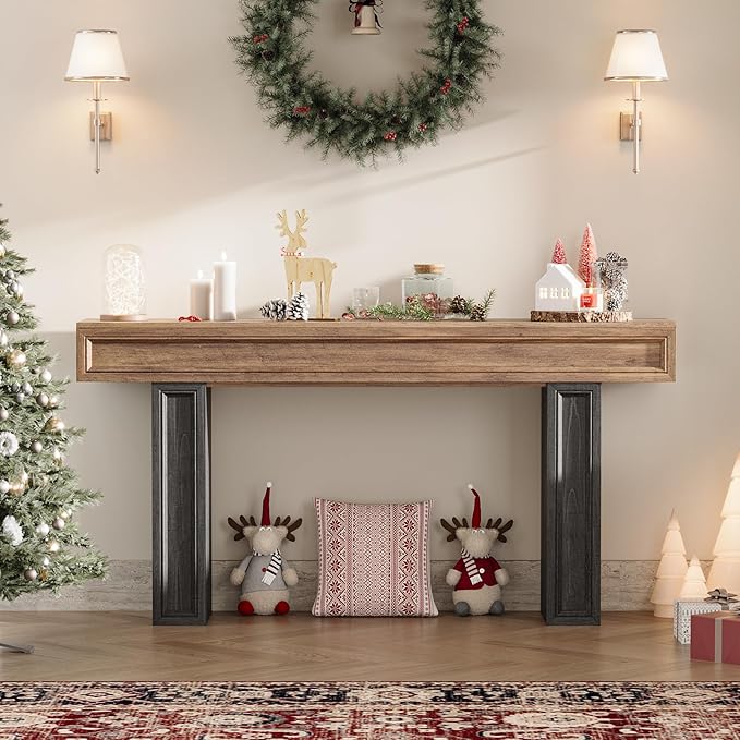 Rresyet 63 Inch Long Console Table, Sofa Table Behind Sofa, Wooden Entryway Table, Farmhouse Entryway Table for Entry, Hallway, Living Room (Wood)