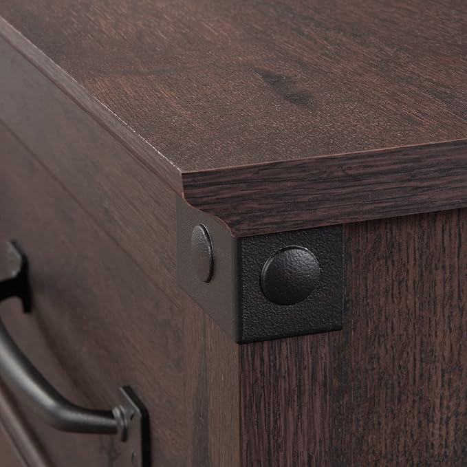 Sauder Carson Forge Vintage Rustic Computer Desk for Home Office with Drawers, in Coffee Oak
