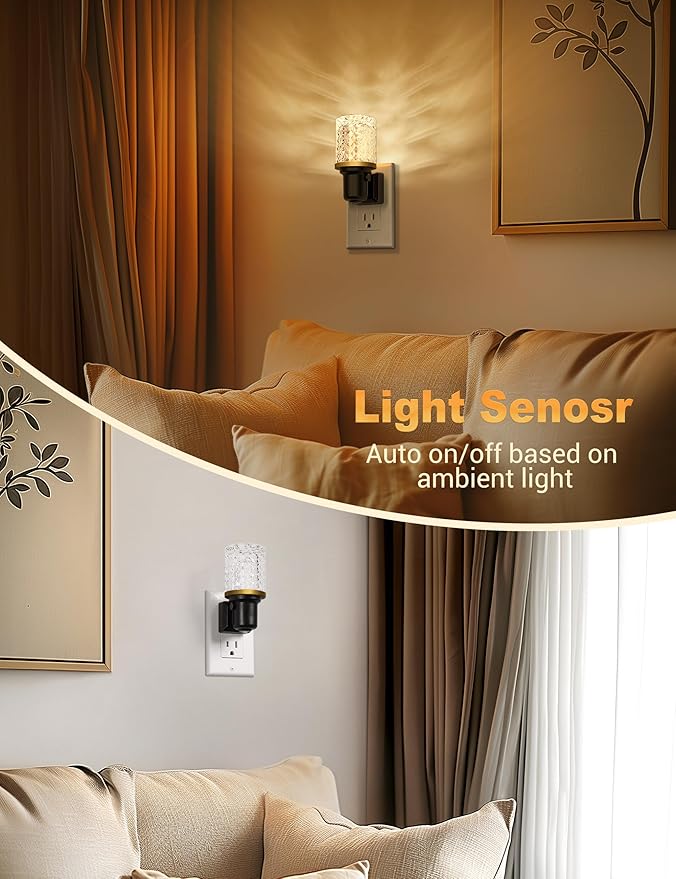 JandCase LED Night Light, Dimmable Night Lights Plug into Wall, Modern Nightlight with Auto On Off Light Sensor, 3000K Soft White Night Light 0-100LM Brightness for Hallway Bedroom Christmas Gifts