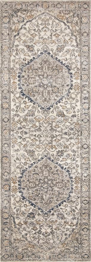 Loloi Teagan Collection TEA-01 Natural/Lt. Grey 2'-8" x 4' Accent Rug, Large, Soft Neutral Rug, High-Traffic for Living Room, Bedroom, Home Office, Dining Area