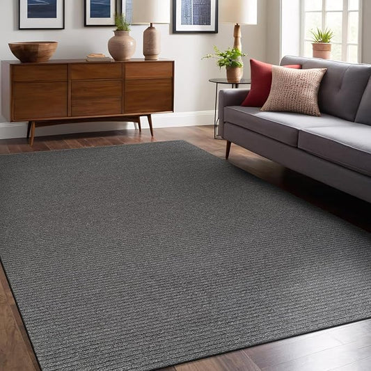 Non Slip Gray Solid Rubber Back Thing Rug for Living Room 6x9 Area Rugs for Kitchen, Rugs for Bedroom, Stain Resistant Easy Cleaning Non Shedding Carpet Gray 6 x 9