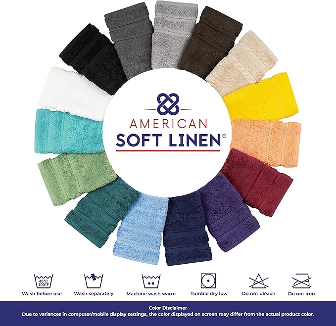 American Soft Linen Premium 3 Piece Towel Set, 1 Bath Towel 1 Hand Towel 1 Washcloth, 600 GSM 100% Cotton Turkish Towels for Bathroom, Black Towel Set