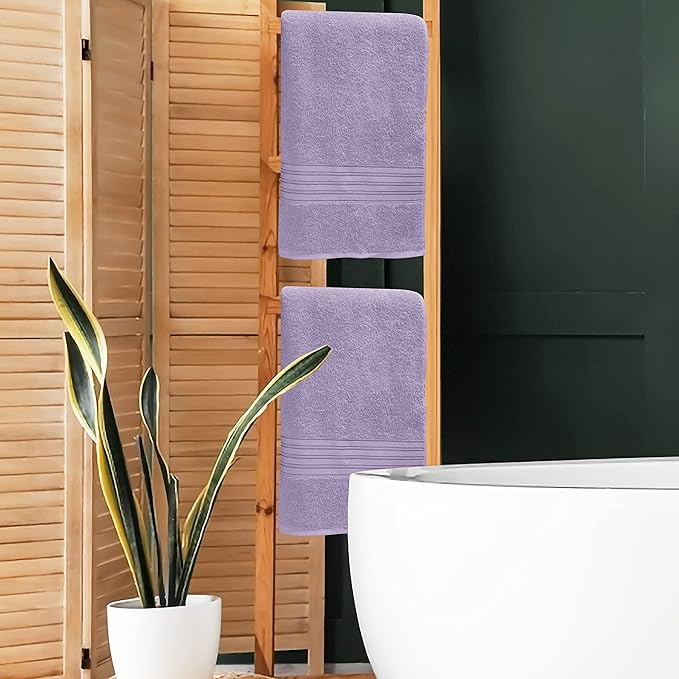 BOUTIQUO 100% Cotton 2 Pack Bath Towel Set 28x55 inches,Eco-Friendly Large Bath Towels,Compact Quickdry Lightweight Soft & Highly Absorbent Bath Towel, Ideal for Everyday Gym Travel Camp Pool - Purple