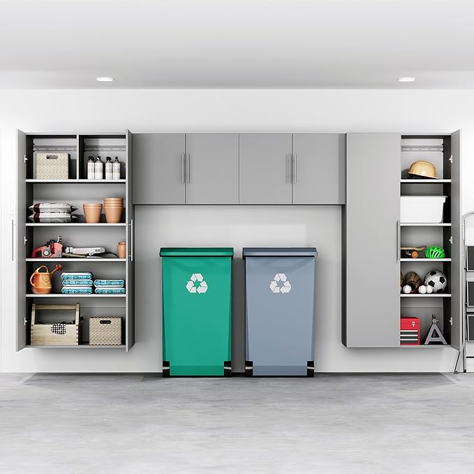 Prepac HangUps Large Storage Cabinet - Immaculate Light Gray 36" Cabinet with Storage Shelves and Doors; Ideal for Bin and General Storage Solutions