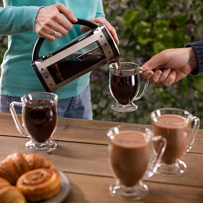 Double Wall Glass Coffee Mugs - 11oz Dishwasher & Microwave Safe Clear Mugs Set of 4 - Insulated Design, Ideal as Cups for Tea, Latte, Cappuccino, Nespresso, Hot & Cold Beverages