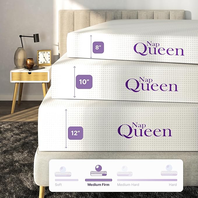 NapQueen Twin-XL Mattress, 12 Inch Charcoal Memory Foam, CertiPUR-US Certified, Bed in a Box