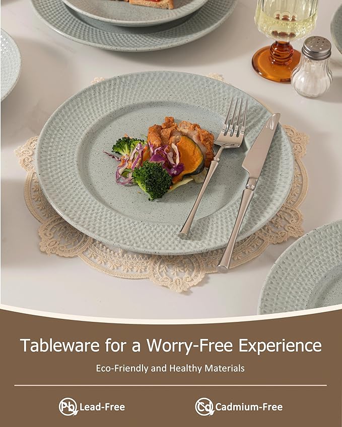 Dinnerware sets plates and bowls sets modern plates,Handmade Reactive Glaze Stoneware Plates and Bowls Sets,Highly Scratch Resistant Dishwasher & Microwave Safe Dishes Set (style - 5, 4 - Set (12pcs))