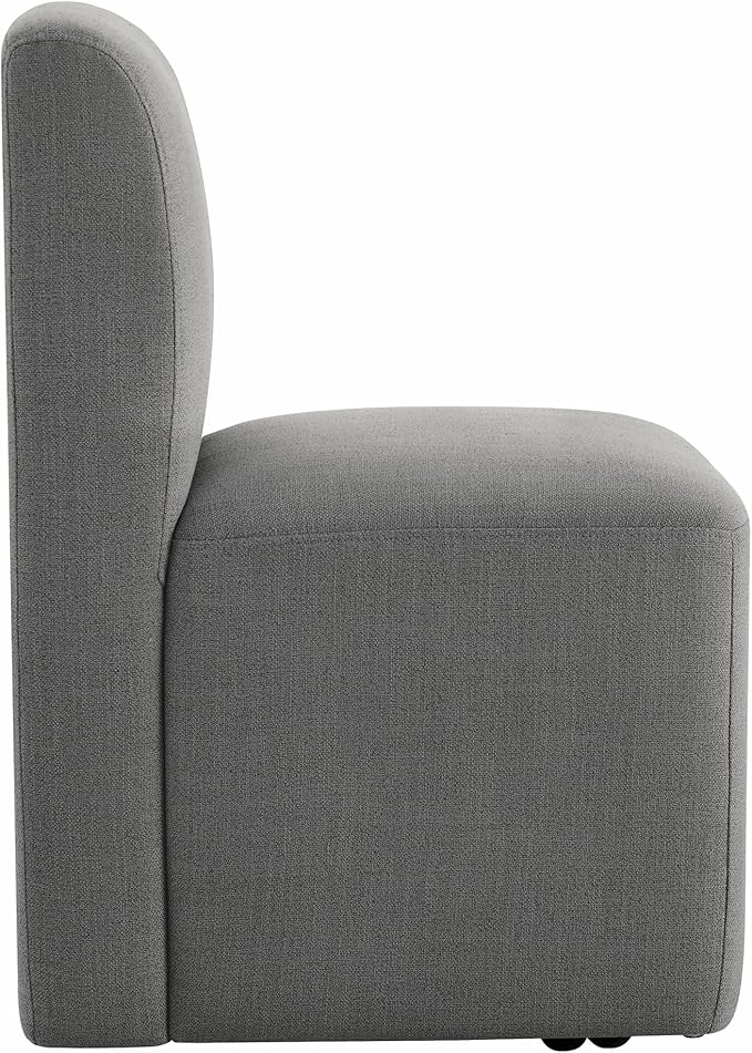 CHITA Dining Chairs with Casters Set of 2, FSC Certified Upholstered Armless Modern Rolling Dining Chairs with Rollers for Bedroom Reading Room Living Room, Grey