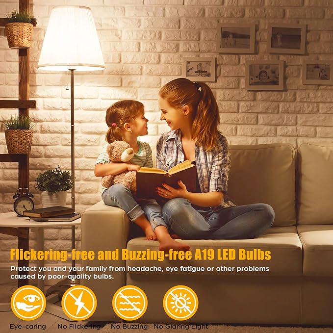 LED Light Bulbs 100W Equivalent 1500 Lumens, A19 13W 2700K Warm White Non-Dimmable, Super Bright No Flicker Standard E26 Edison Screw Bulbs for Home, Bedroom, Office Lamp, 12-Pack