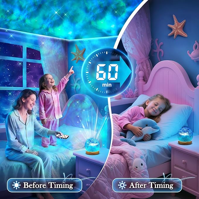 Christmas Gifts for Teens Girls Ocean Lamps for Bedroom,18-Color Teen Girl Gifts Trendy Stuff Mood Lighting,Dimmable Night Light Projector Lights for Bedroom,Remote Aesthetic Room Decor for Teen Girls