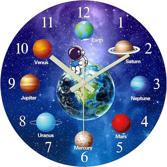 Analog Glow in The Dark Wall Clock for Teenager Bedroom Large Wall Clocks Battery Operated 16 Inch Silent Wall Clock Modern