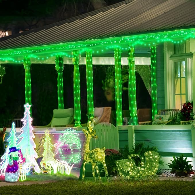 Kwaiffeo Green Fairy Lights, 100FT 300LED Green String Lights Outdoor Indoor, 8 Modes Connectable Light for Christmas Halloween Yard Tree Decor