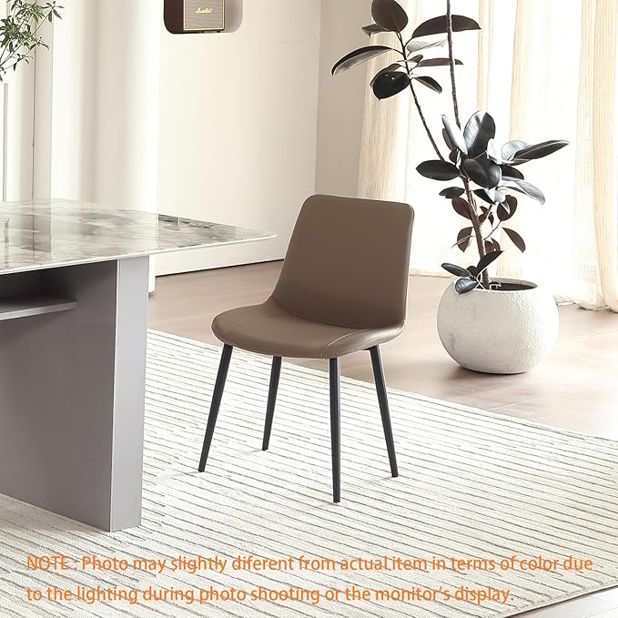 Leather Dining Chairs Set of 2, Mid Century Modern Faux Leather Kitchen & Dining Room Chairs, Comfortable Dinner Chair Kitchen Chairs for Restaurant Living Room, Cafe, Home (2, Coffee)