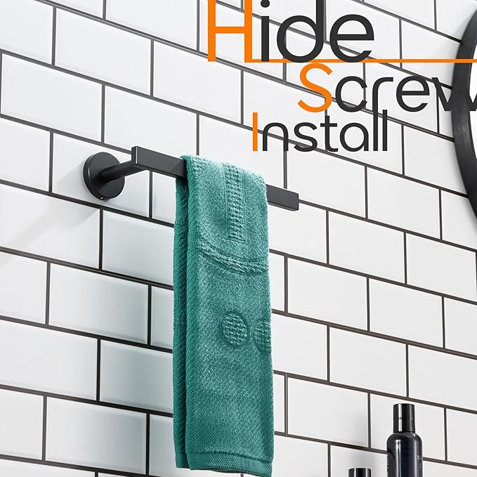 Hand Towel Rings Matte Black Bathroom Towel Holder Modern Small Bath Towel Bars Stainless Steel Wall Mount AN3001MB