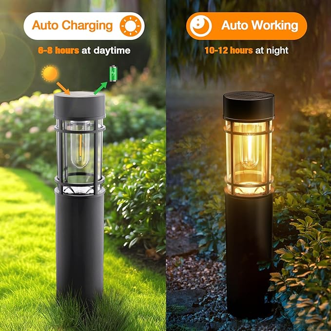 Solar Pathway Lights Outdoor, 8 Pack Upgraded Up to 12 Hrs Solar Outdoor Garden Lights Waterproof, Solar Landscape Lights for Outside Yard Patio Garden Walkway Driveway Decor