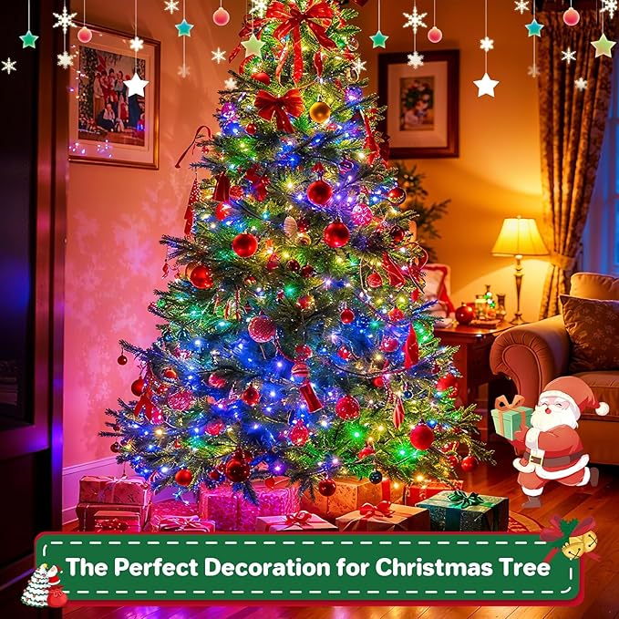 200FT 600LED Christmas Lights Plug in,Outdoor Indoor Fairy Lights with Timer and 8 Modes,Christmas Tree Lights for Garden Party Wedding Christmas Decoration(Multi-Color
