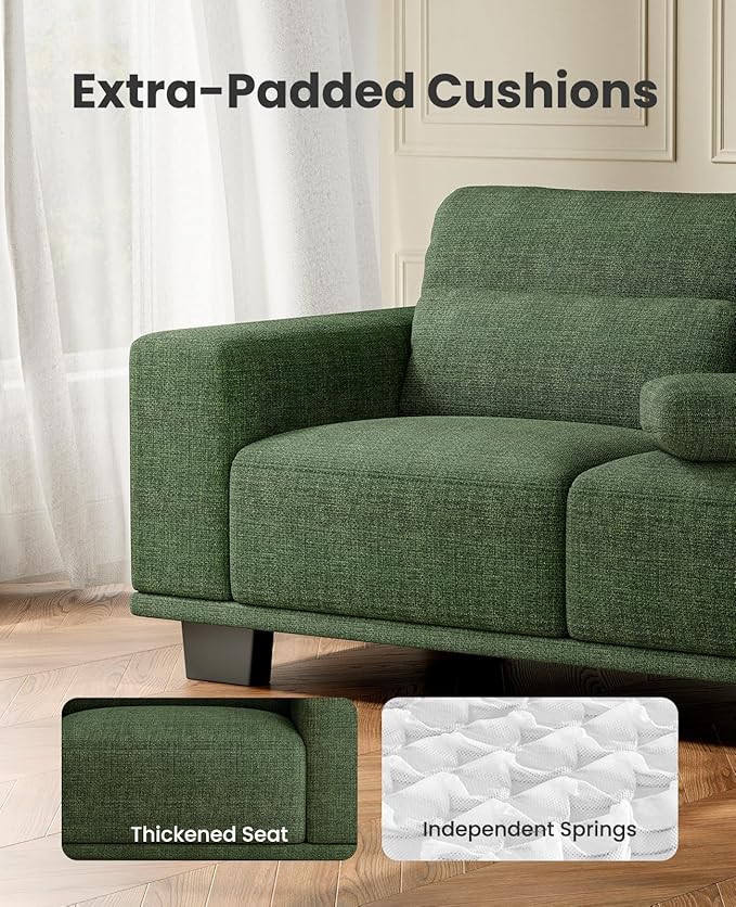 Amada 89" Sofa, 3 Seater Couch for Living Room, Modern Sofa with Deep Seats & Wide Armrests, Comfy Couch with Removable Washable Covers, Linen Fabric, Easy Assembly