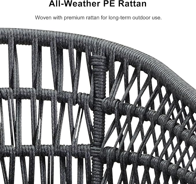 PURPLE LEAF Outdoor Dining Set All-Weather PE Rattan Patio Dining Furniture Set with All Aluminum Frame Rectangular Table and 6 Chairs Set for Lawn Garden Backyard Deck, Grey