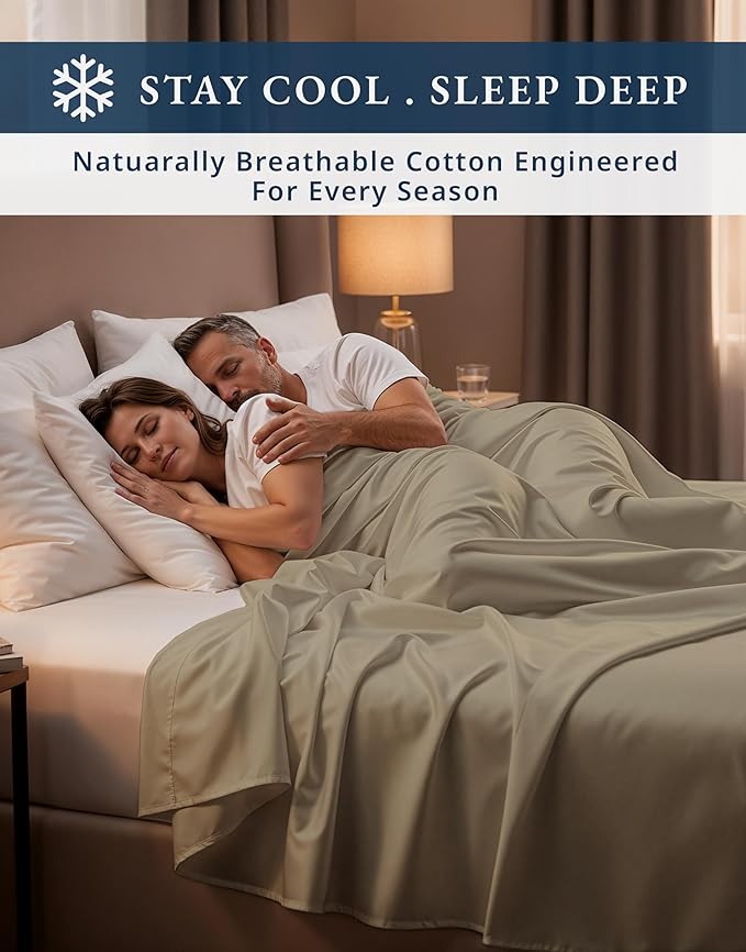 LANE LINEN 100% Egyptian Cotton Split King Sheets for Adjustable Beds, 15 inch Extra Deep Pocket Split King Sheets, Naturally Temperature Regulating Cooling NO Pill Fade Resistant - Linen